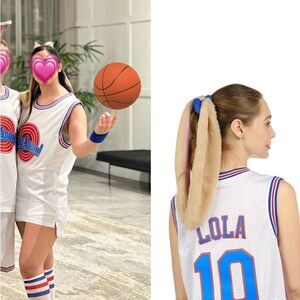 Lola Space Jam Movie Costume Jerseys #10 Shirt Dress Oversized with Bunny Ears